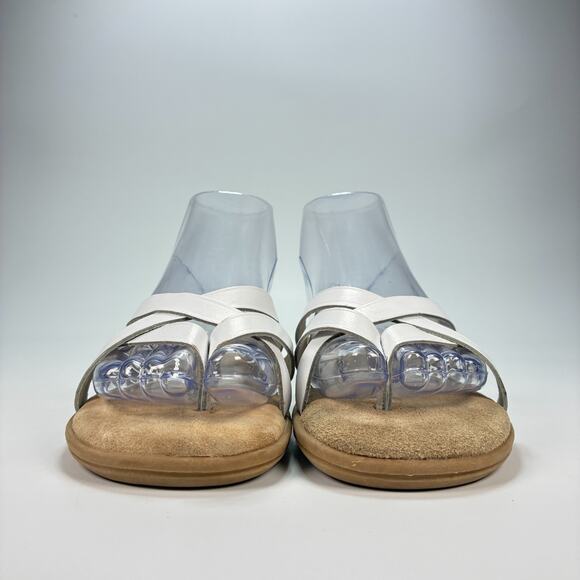 Cabin Creek White Brown Crisscross Strap Slides Sandals Casual Women’s Size 7M - Picture 2 of 9